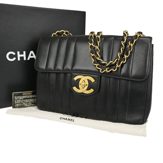 Chanel Jumbo Black Leather Shoulder Bag