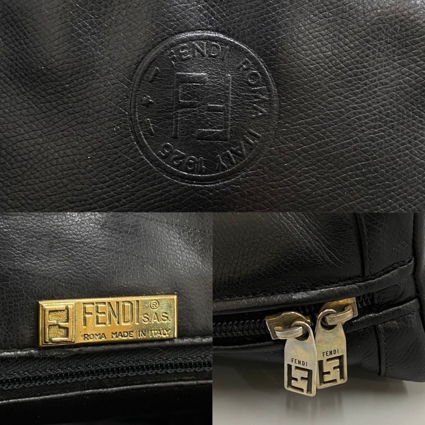 Fendi FF Black Leather Shoulder Bag