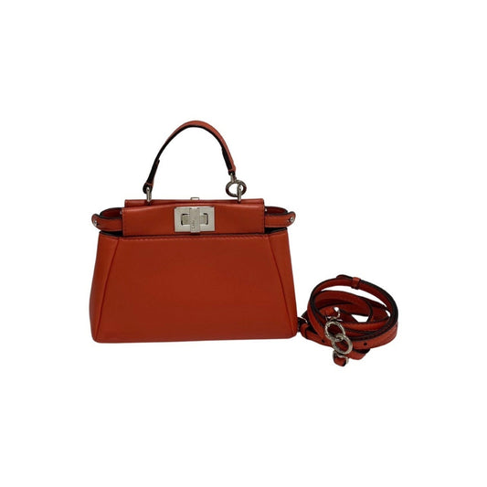 Fendi Peekaboo Mini Pocket Red Leather Shoulder Bag