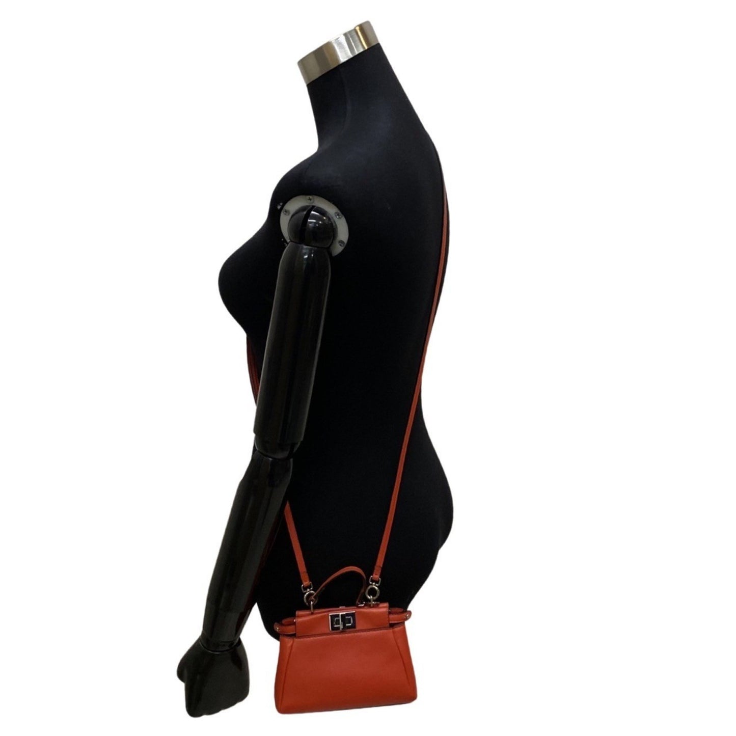 Fendi Peekaboo Mini Pocket Red Leather Shoulder Bag