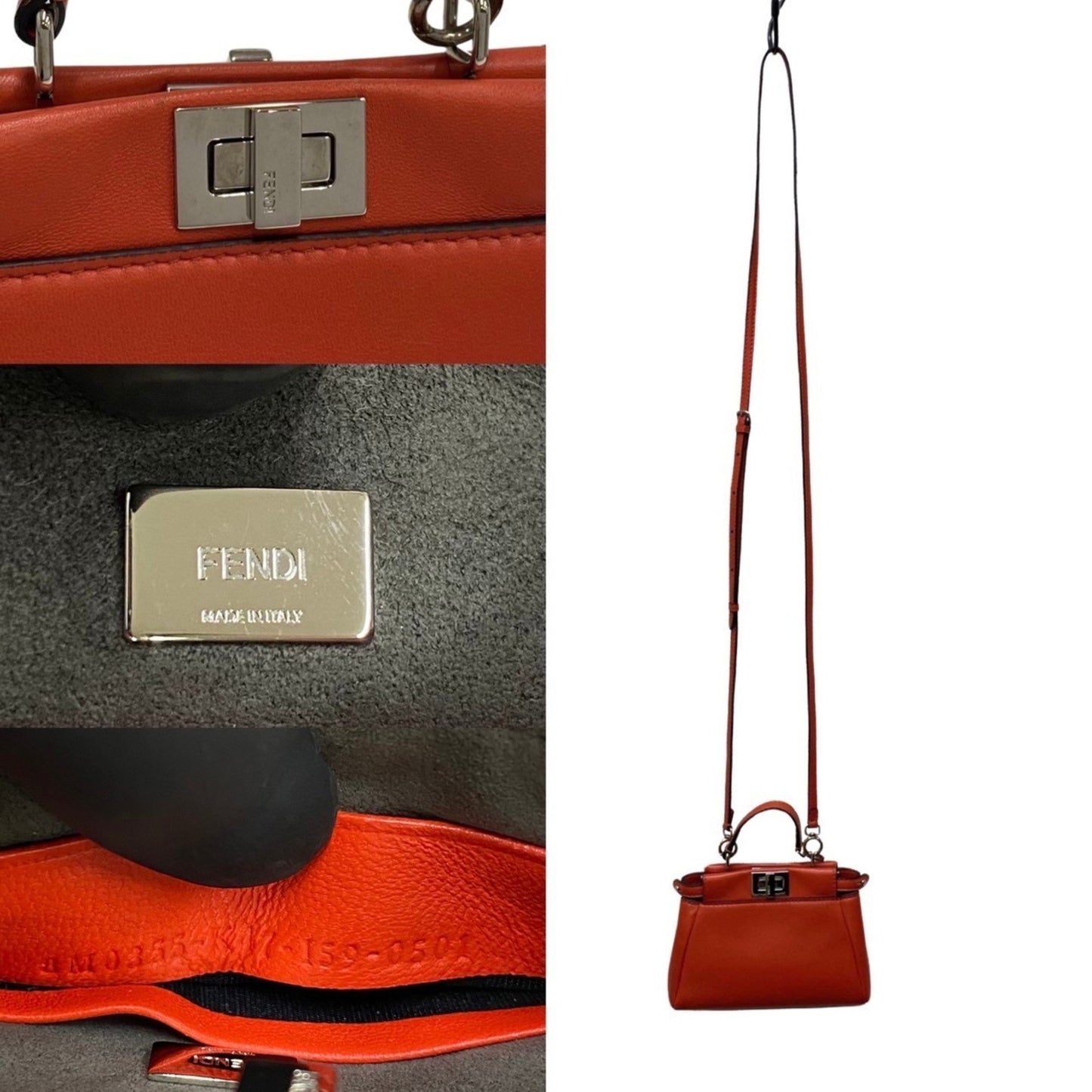 Fendi Peekaboo Mini Pocket Red Leather Shoulder Bag