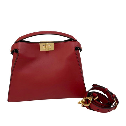 Fendi Peekaboo Red Leather Hand Bag