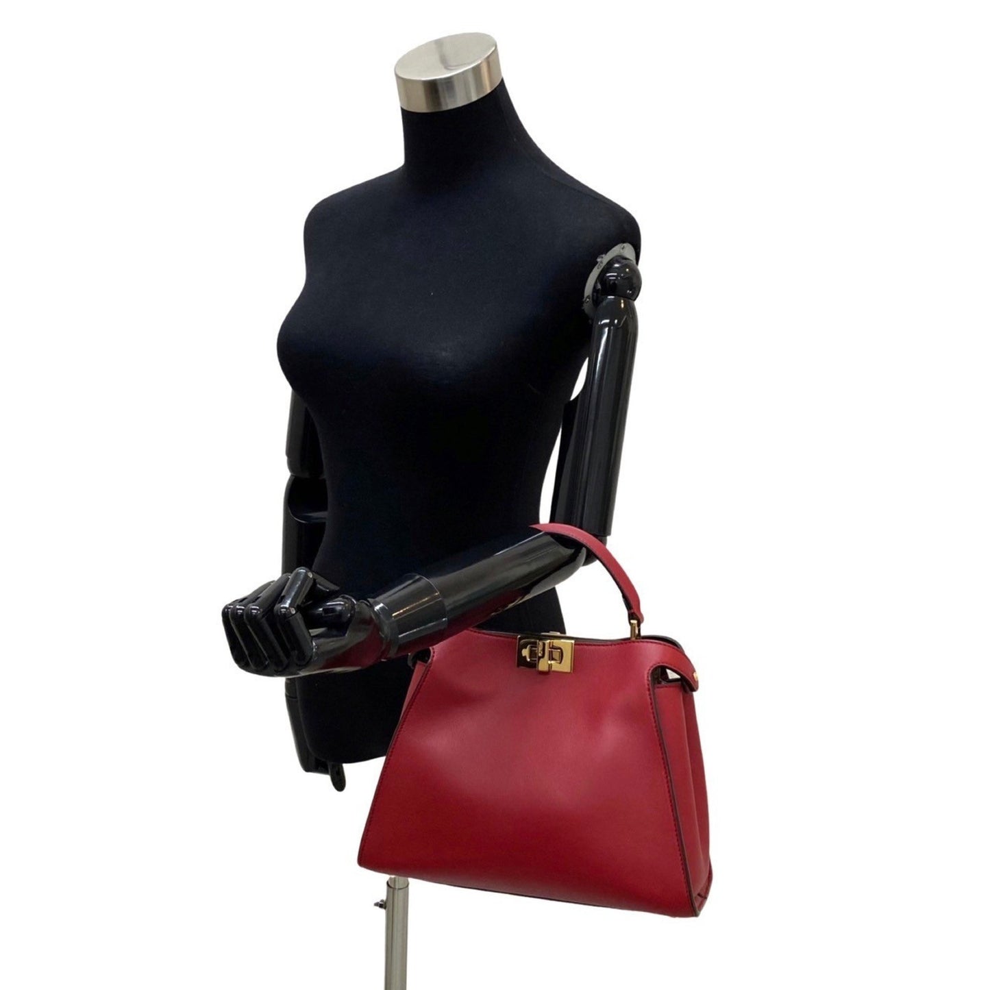 Fendi Peekaboo Red Leather Hand Bag