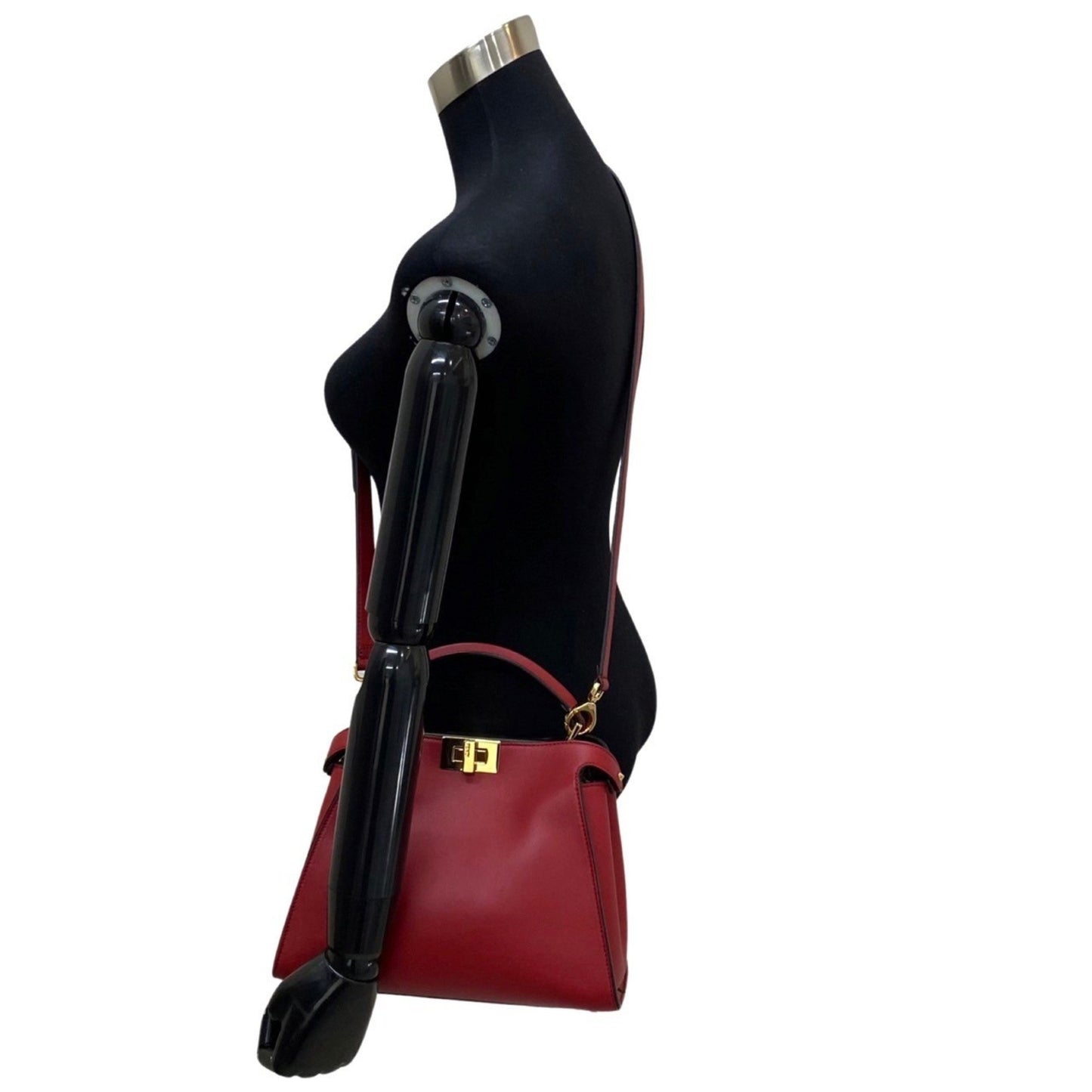 Fendi Peekaboo Red Leather Hand Bag