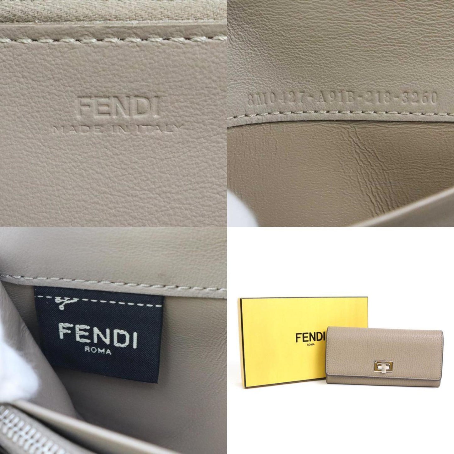 Fendi Continental Beige Leather Wallet Accessories