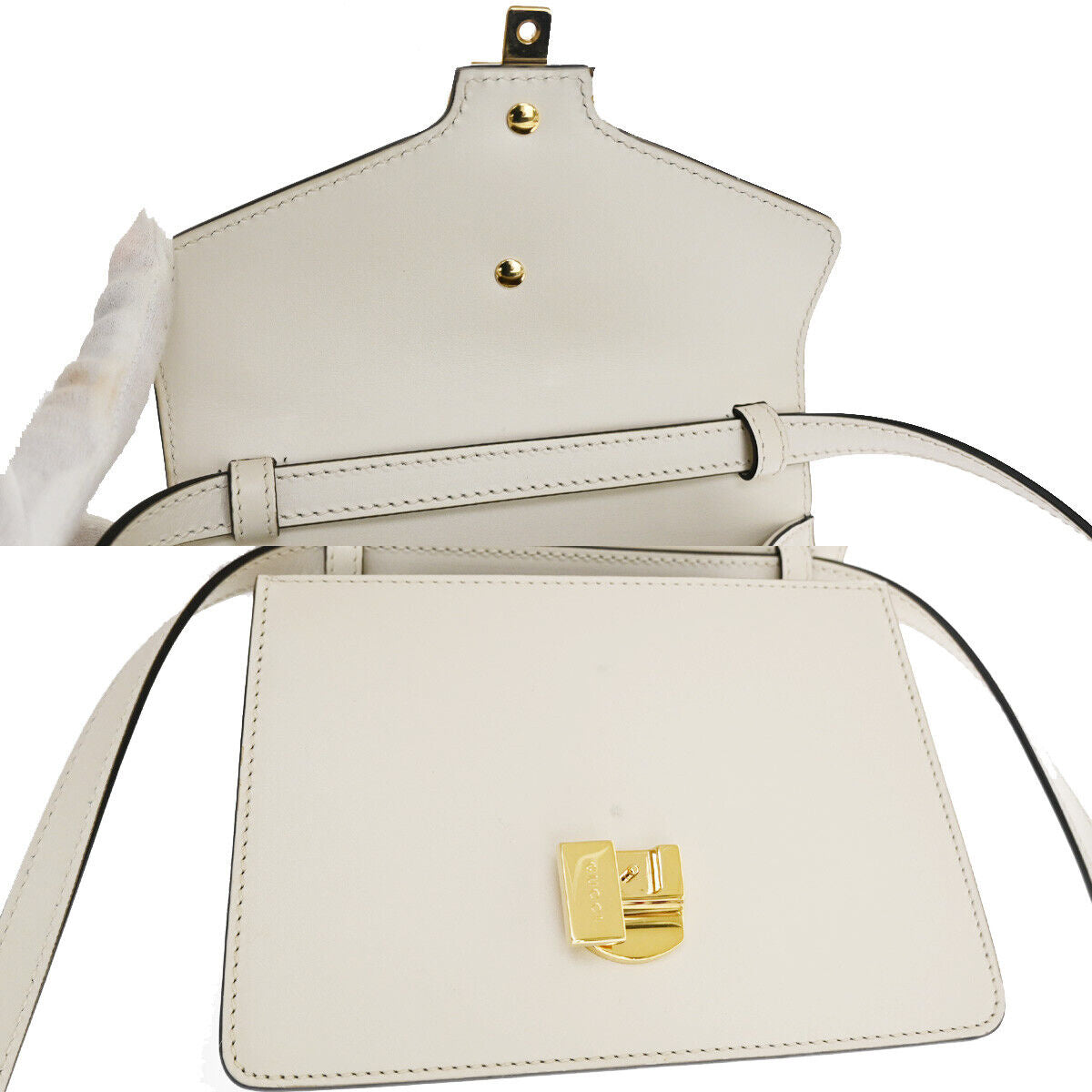 Gucci Sylvie White Leather Hand Bag