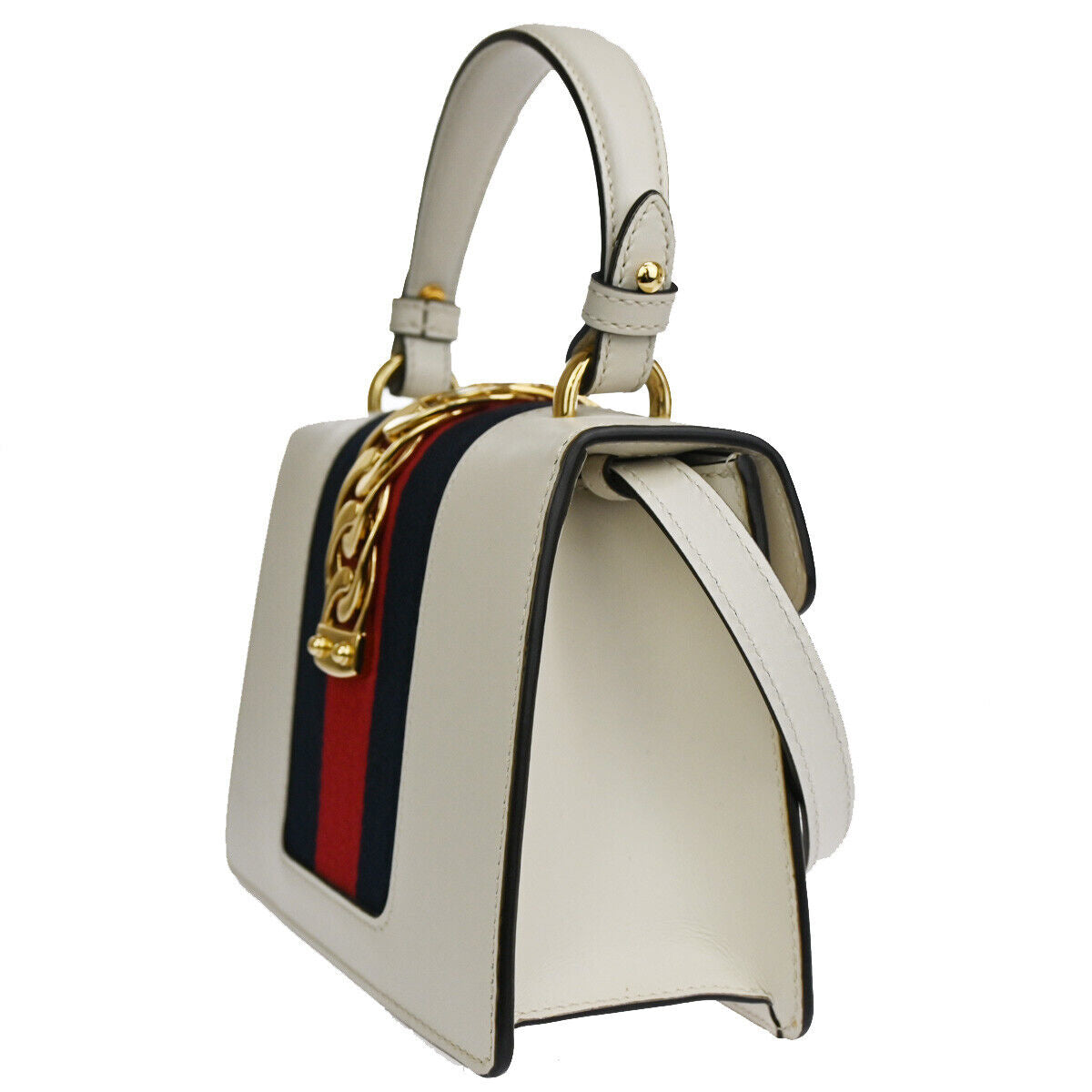 Gucci Sylvie White Leather Hand Bag