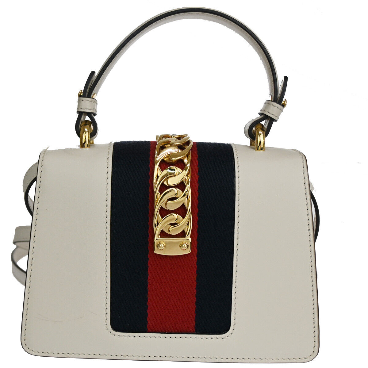 Gucci Sylvie White Leather Hand Bag