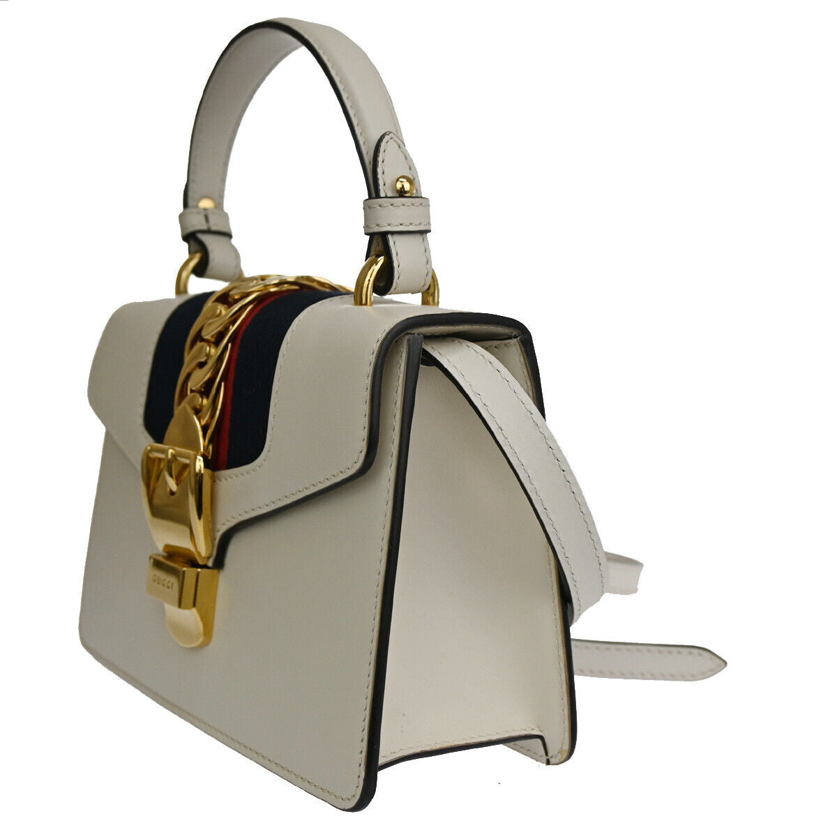 Gucci Sylvie White Leather Hand Bag