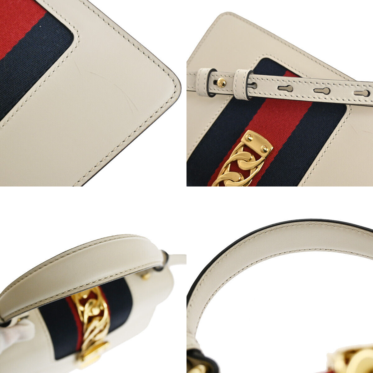 Gucci Sylvie White Leather Hand Bag