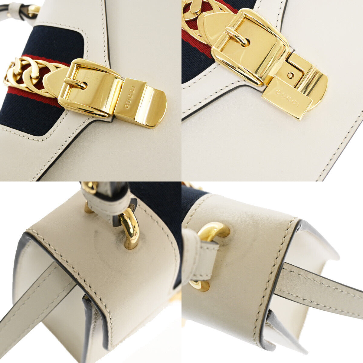 Gucci Sylvie White Leather Hand Bag