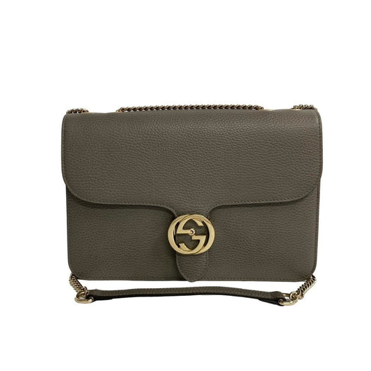 Gucci Interlocking G Grey Leather Shoulder Bag