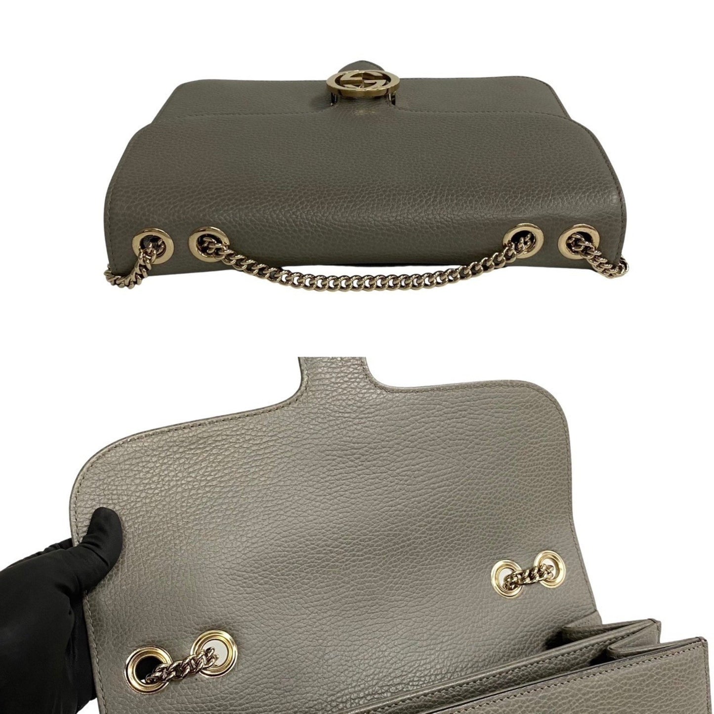 Gucci Interlocking G Grey Leather Shoulder Bag