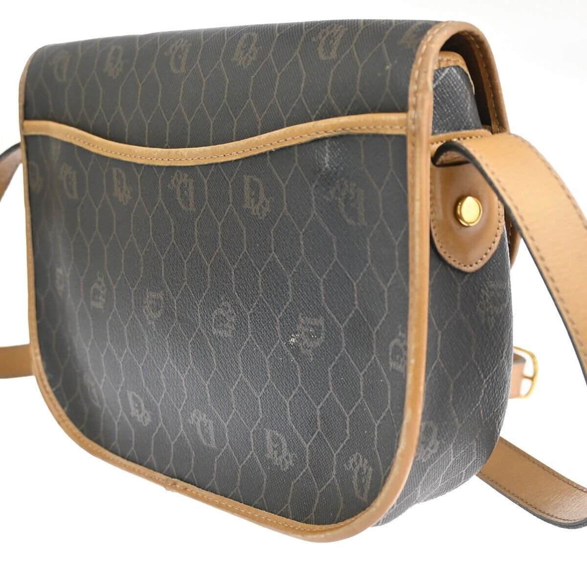 Dior Honeycomb Brown Canvas Shoulder Bag