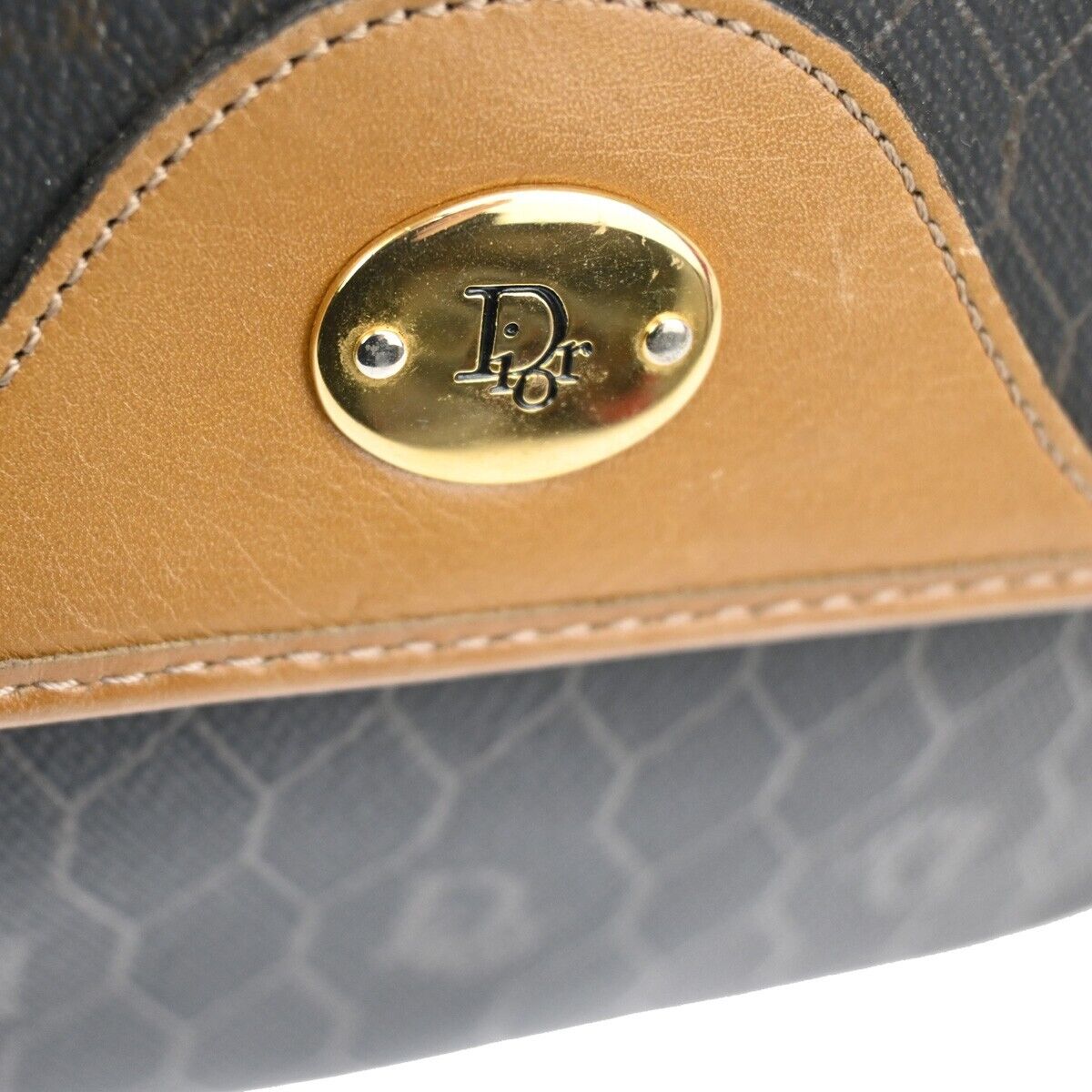 Dior Honeycomb Brown Canvas Shoulder Bag