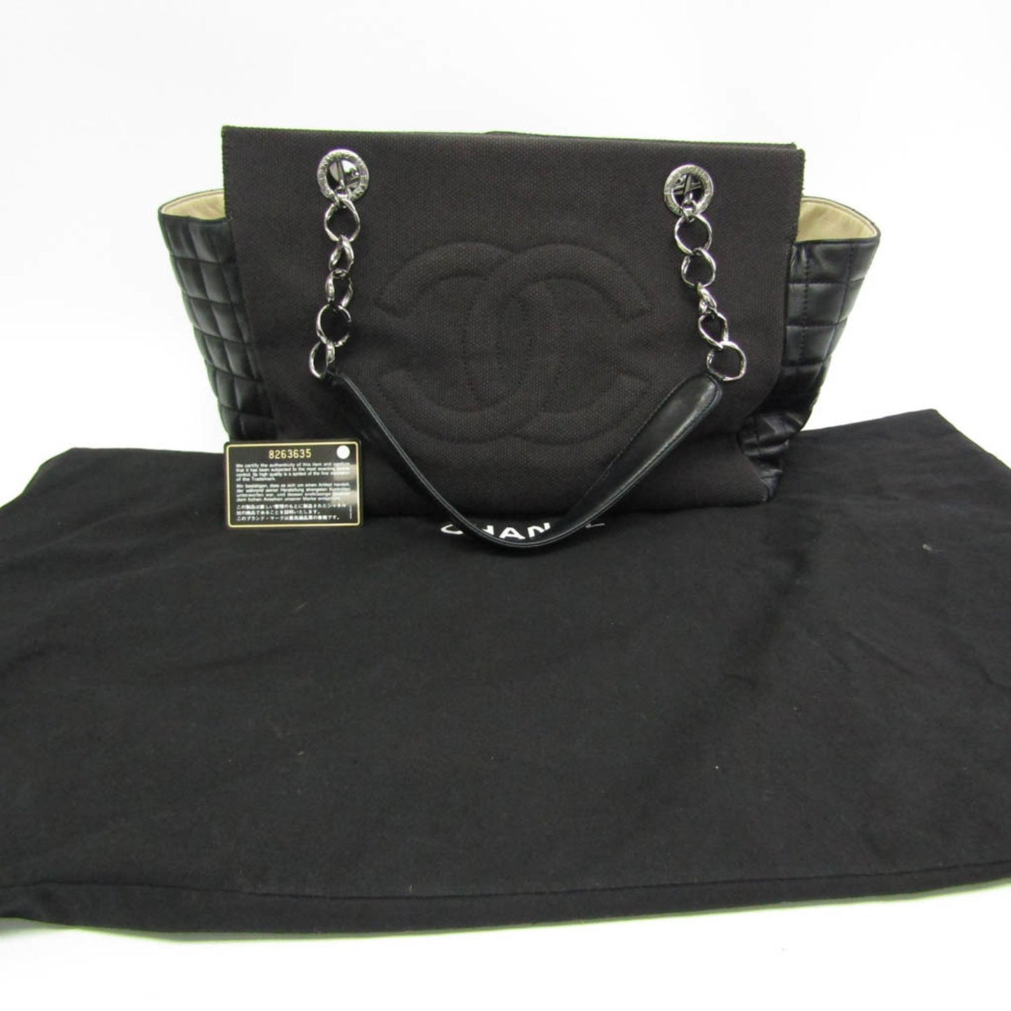 Chanel Chocolate bar Black Canvas Tote Bag