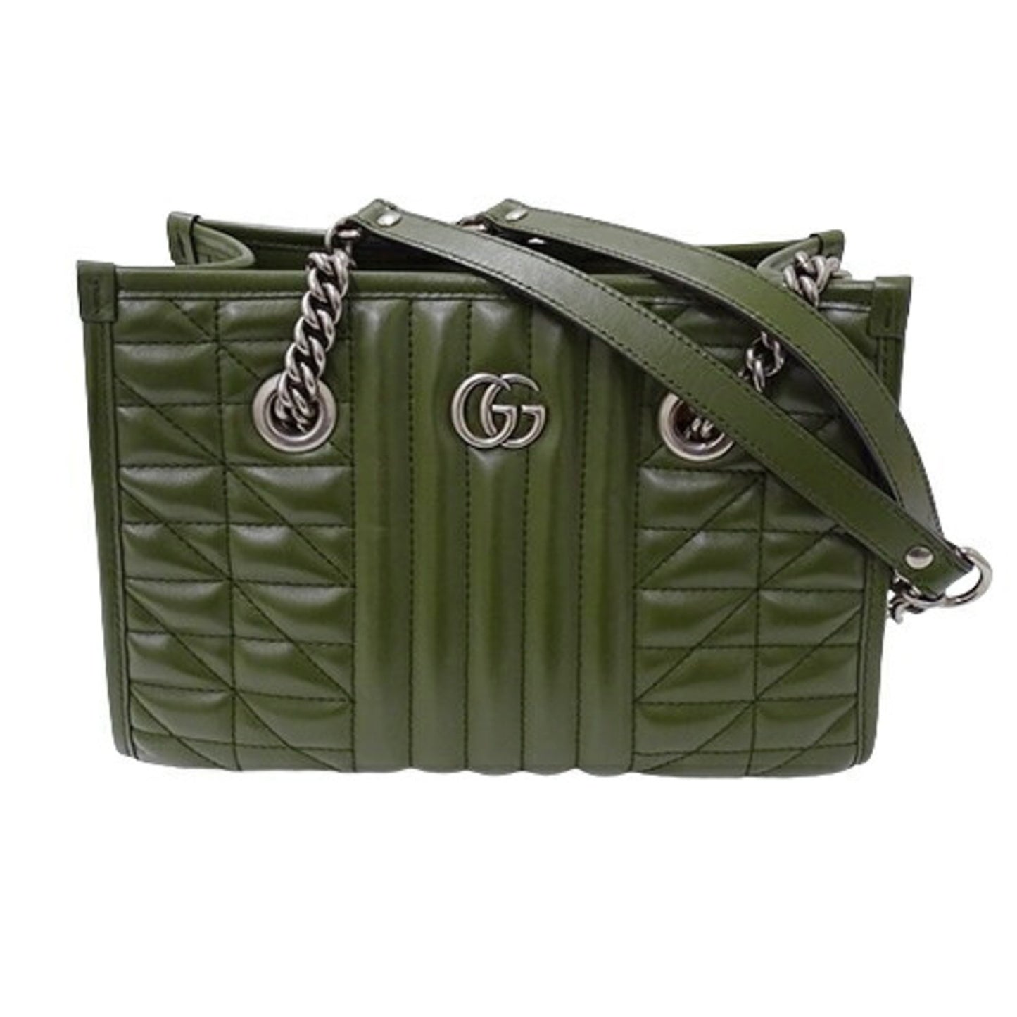 Gucci GG Marmont Green Leather Tote Bag