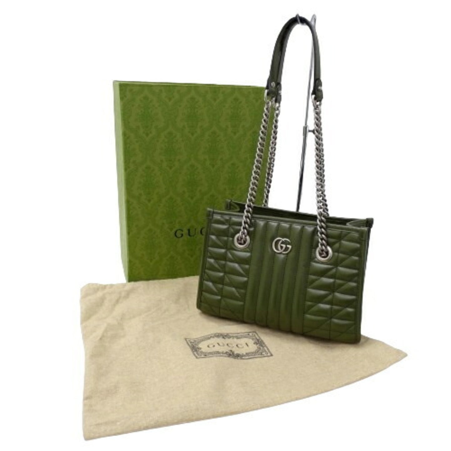 Gucci GG Marmont Green Leather Tote Bag