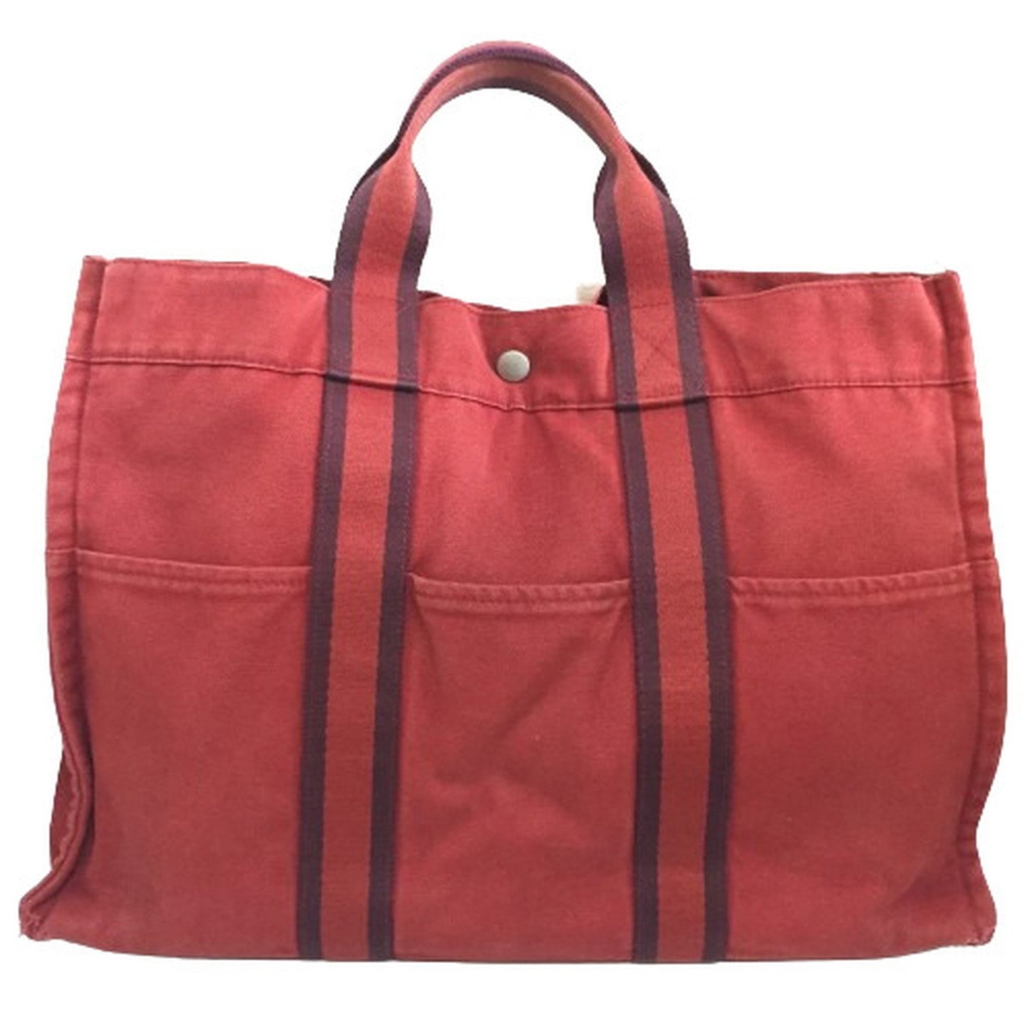 Hermès Burgundy Canvas Tote Bag