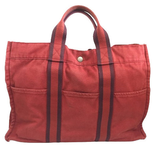 Hermès Burgundy Canvas Tote Bag