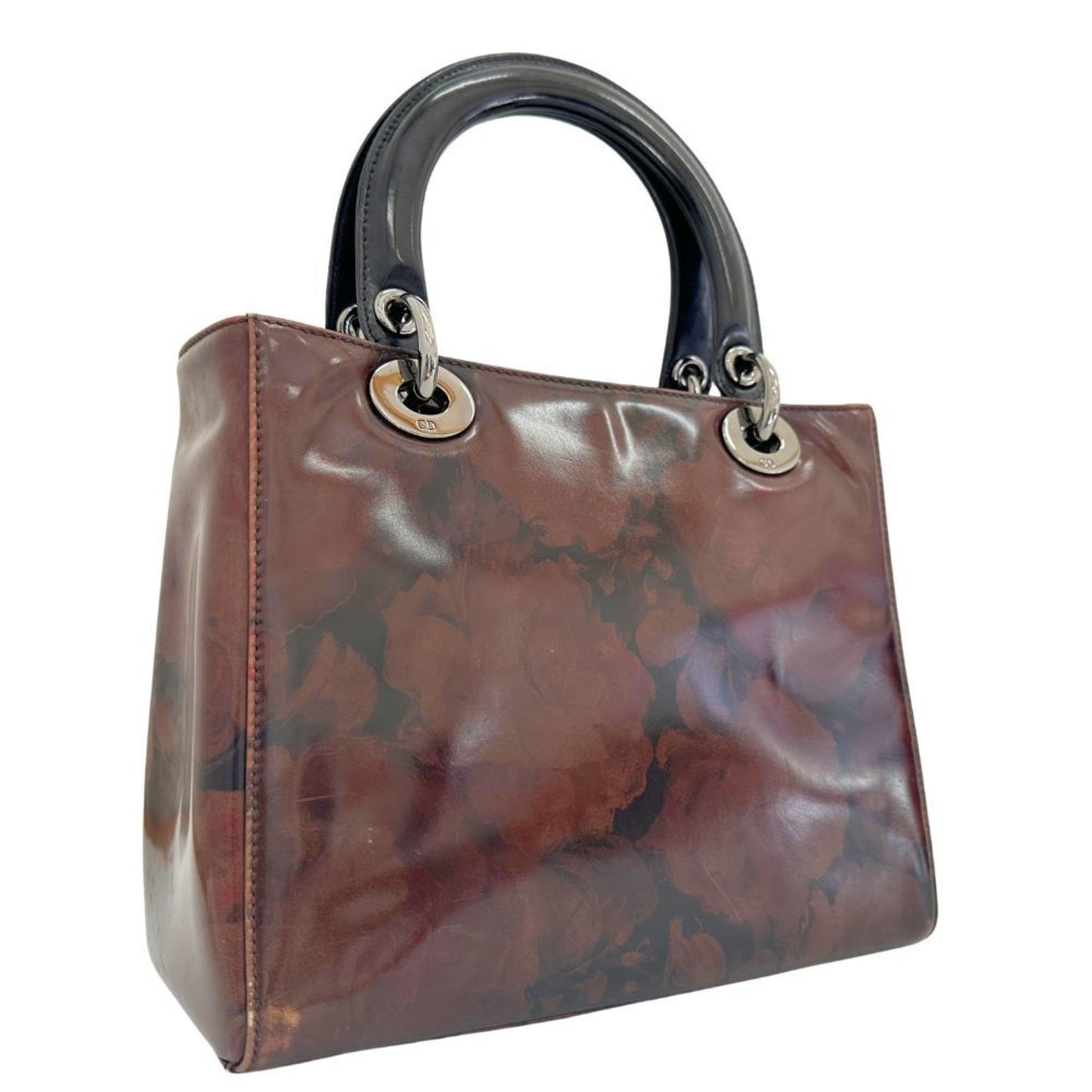 Dior Lady Dior Brown Patent Leather Hand Bag