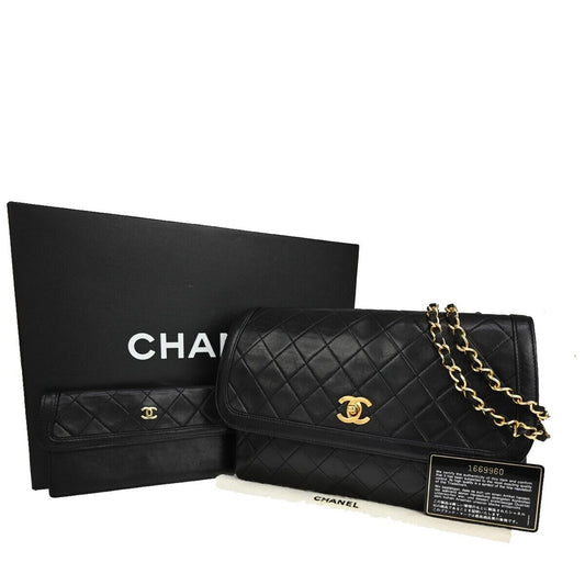 Chanel Matelassé Black Leather Shoulder Bag