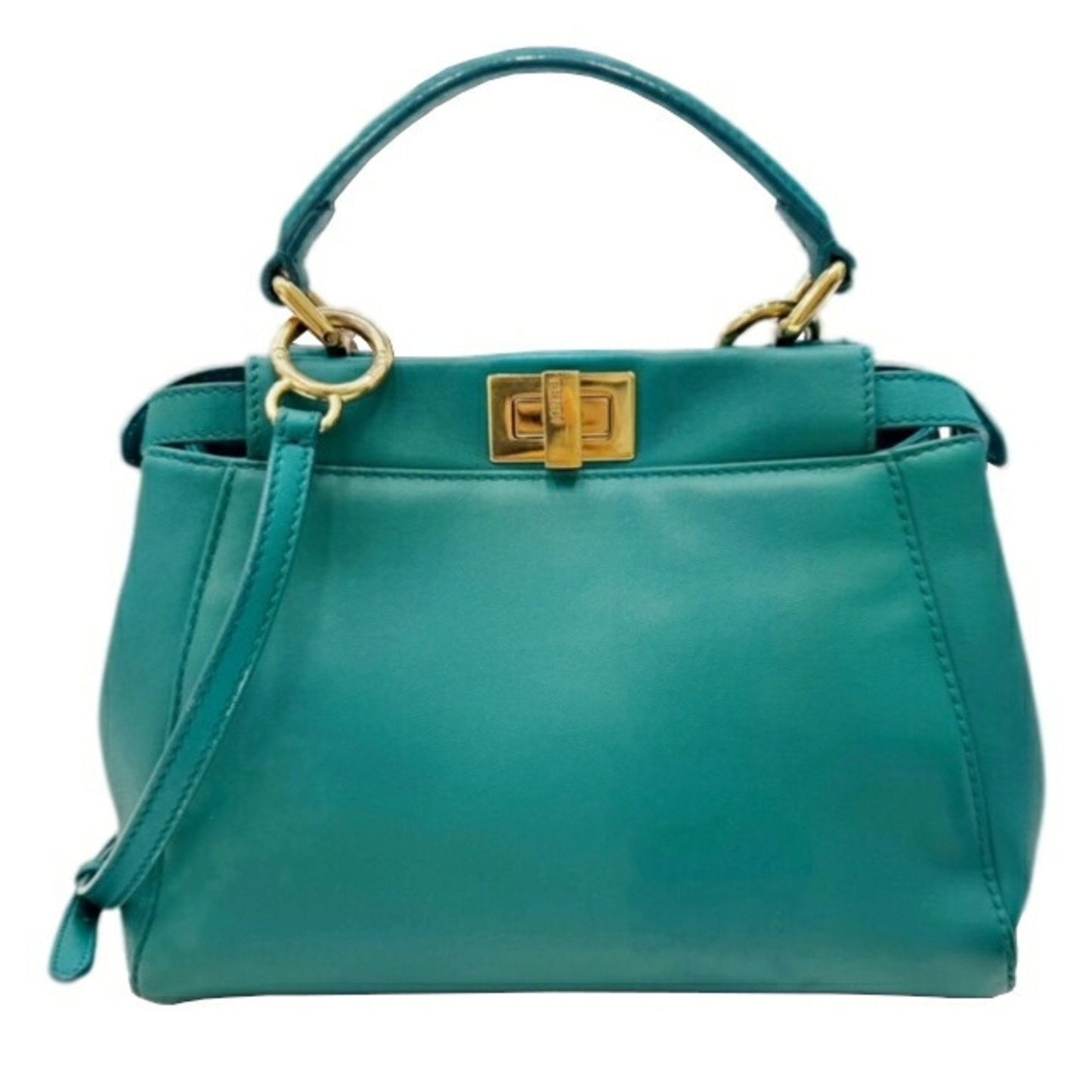 Fendi Peekaboo Green Leather Hand Bag