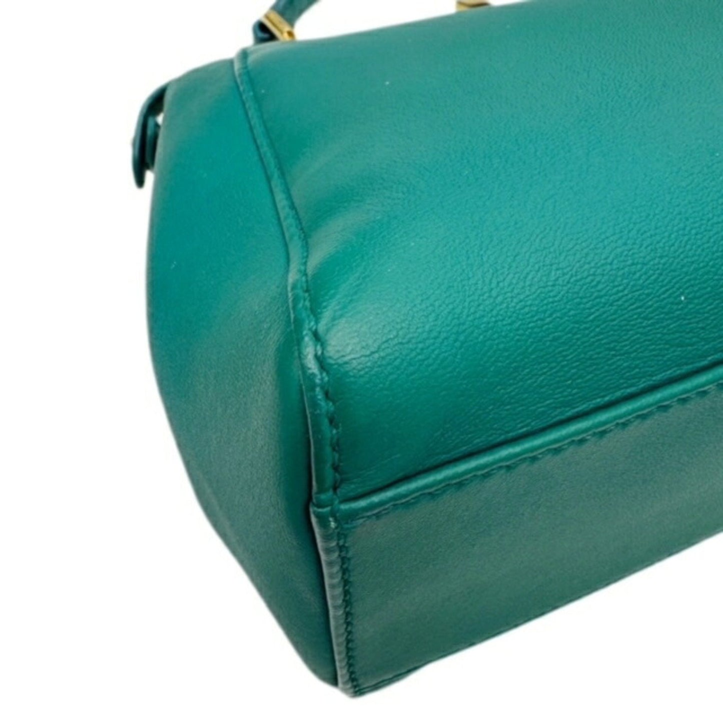 Fendi Peekaboo Green Leather Hand Bag