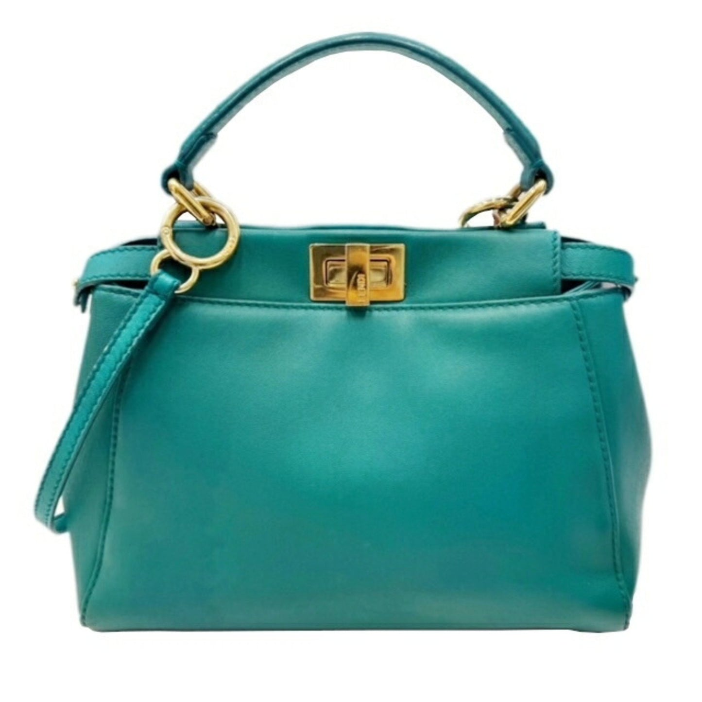 Fendi Peekaboo Green Leather Hand Bag