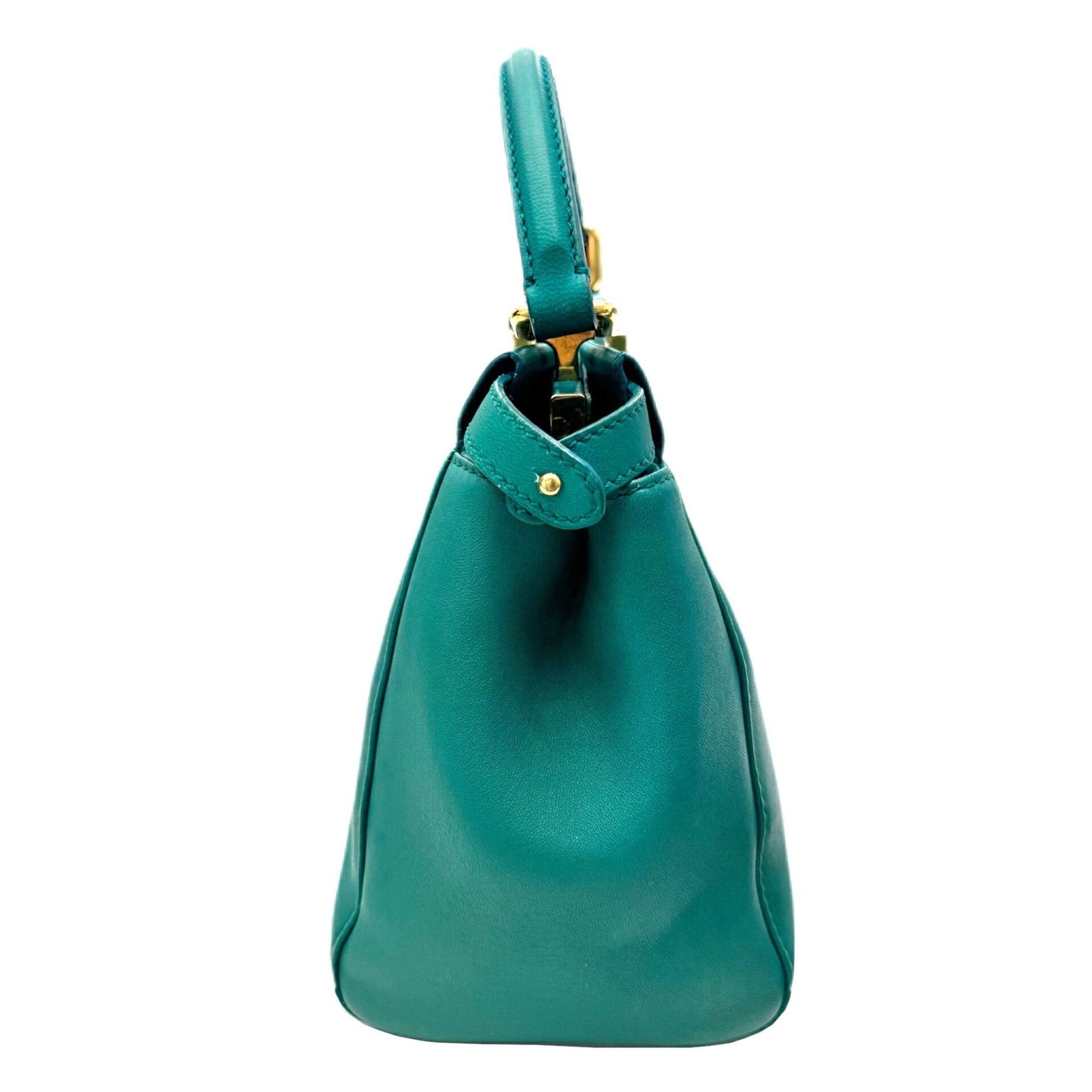 Fendi Peekaboo Green Leather Hand Bag