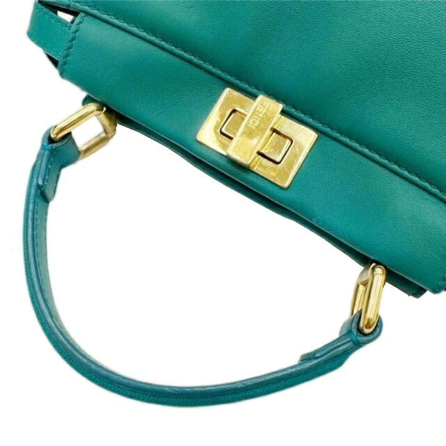 Fendi Peekaboo Green Leather Hand Bag