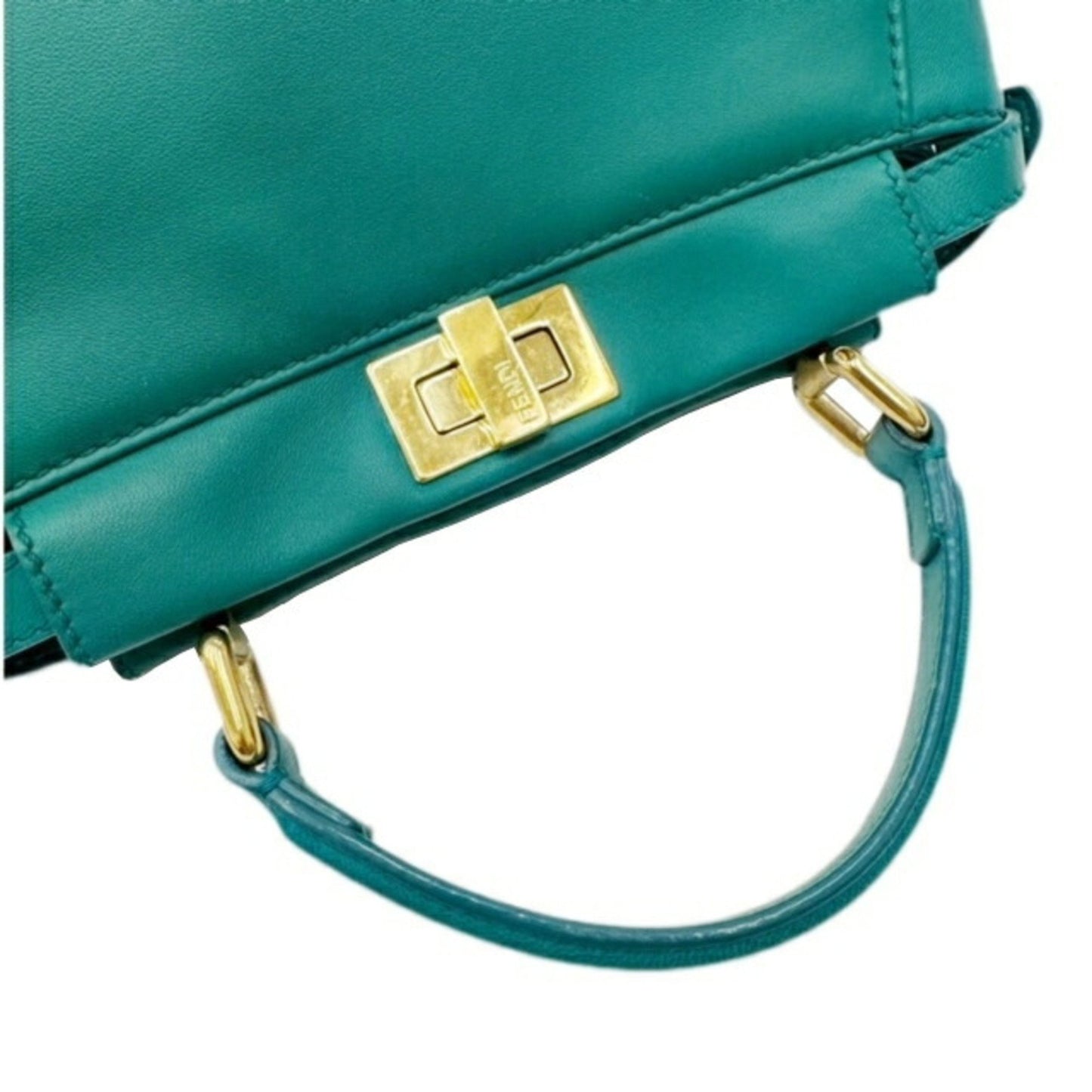 Fendi Peekaboo Green Leather Hand Bag