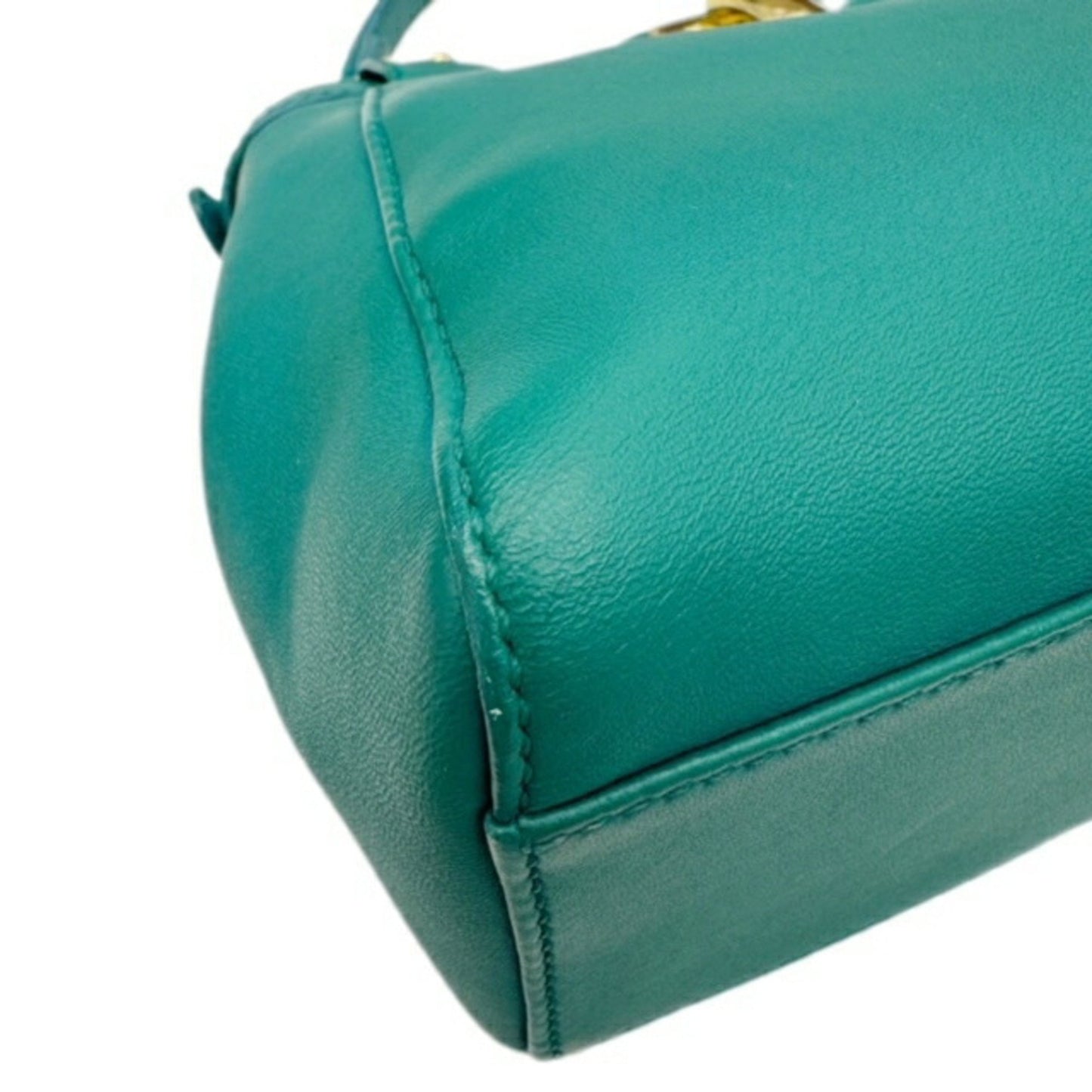 Fendi Peekaboo Green Leather Hand Bag