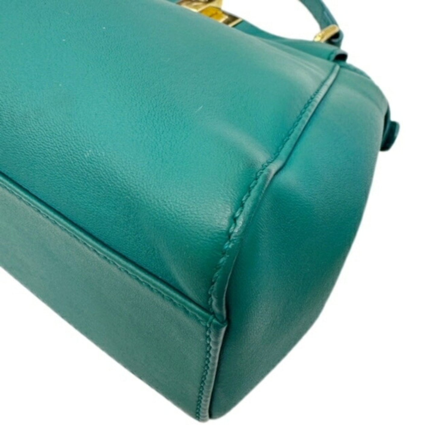 Fendi Peekaboo Green Leather Hand Bag