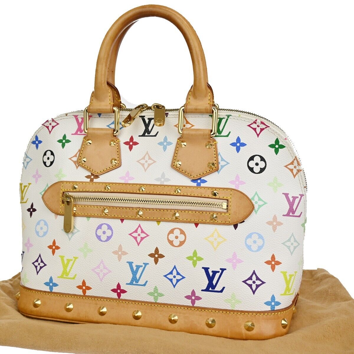 Louis Vuitton Alma White Canvas Hand Bag