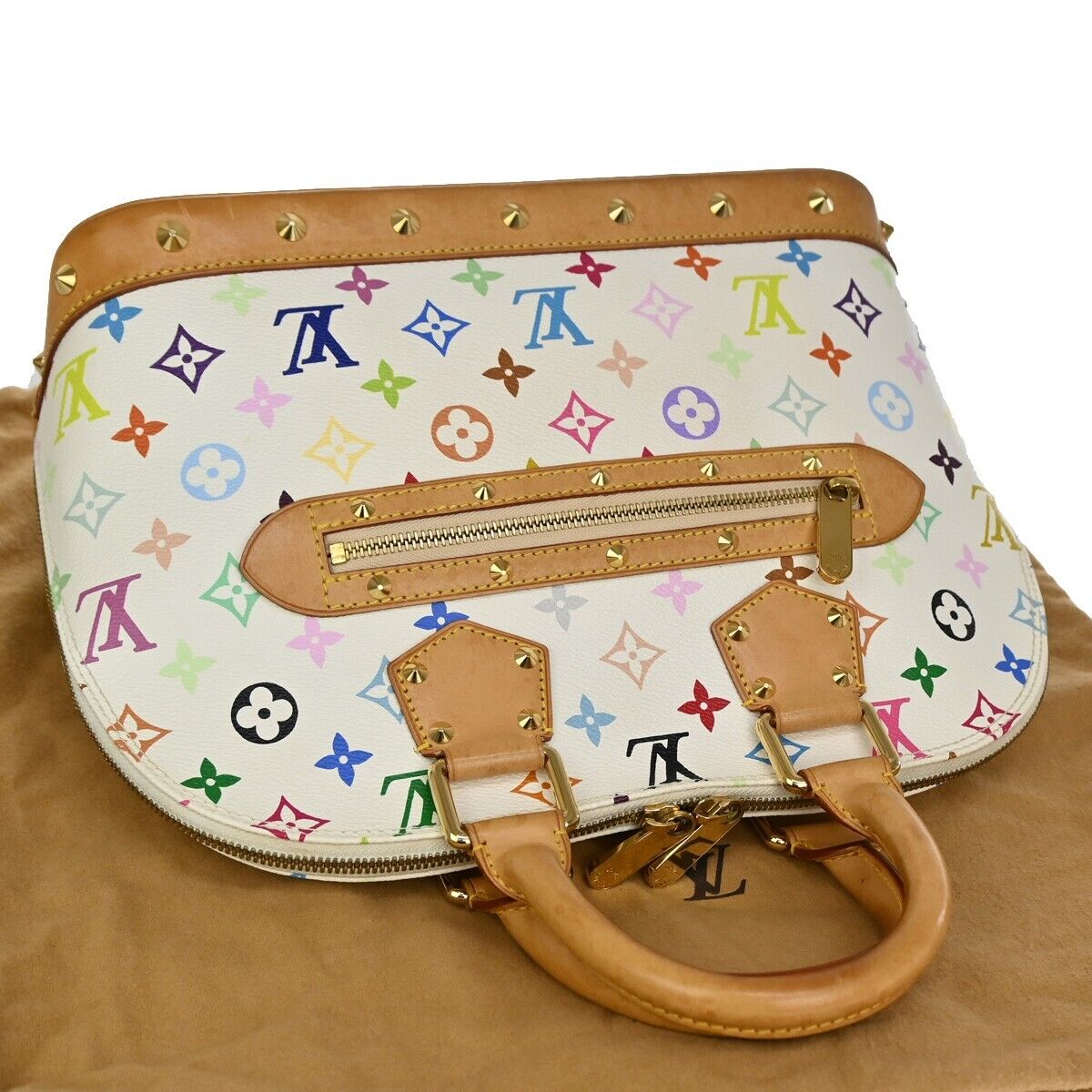 Louis Vuitton Alma White Canvas Hand Bag