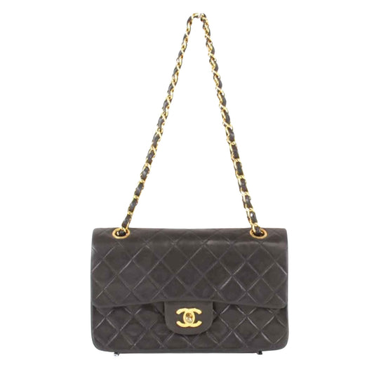 Chanel Double flap Black Leather Shoulder Bag