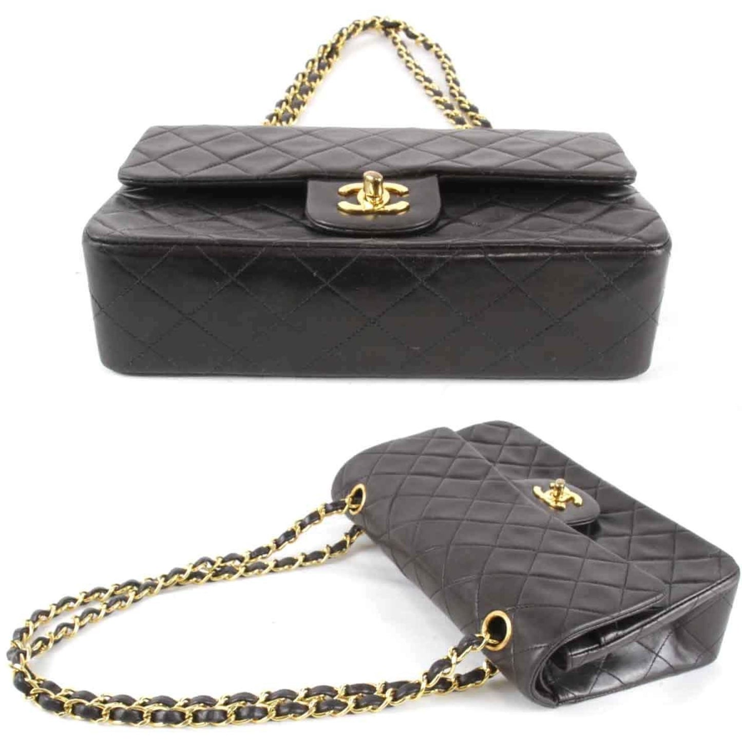 Chanel Double flap Black Leather Shoulder Bag