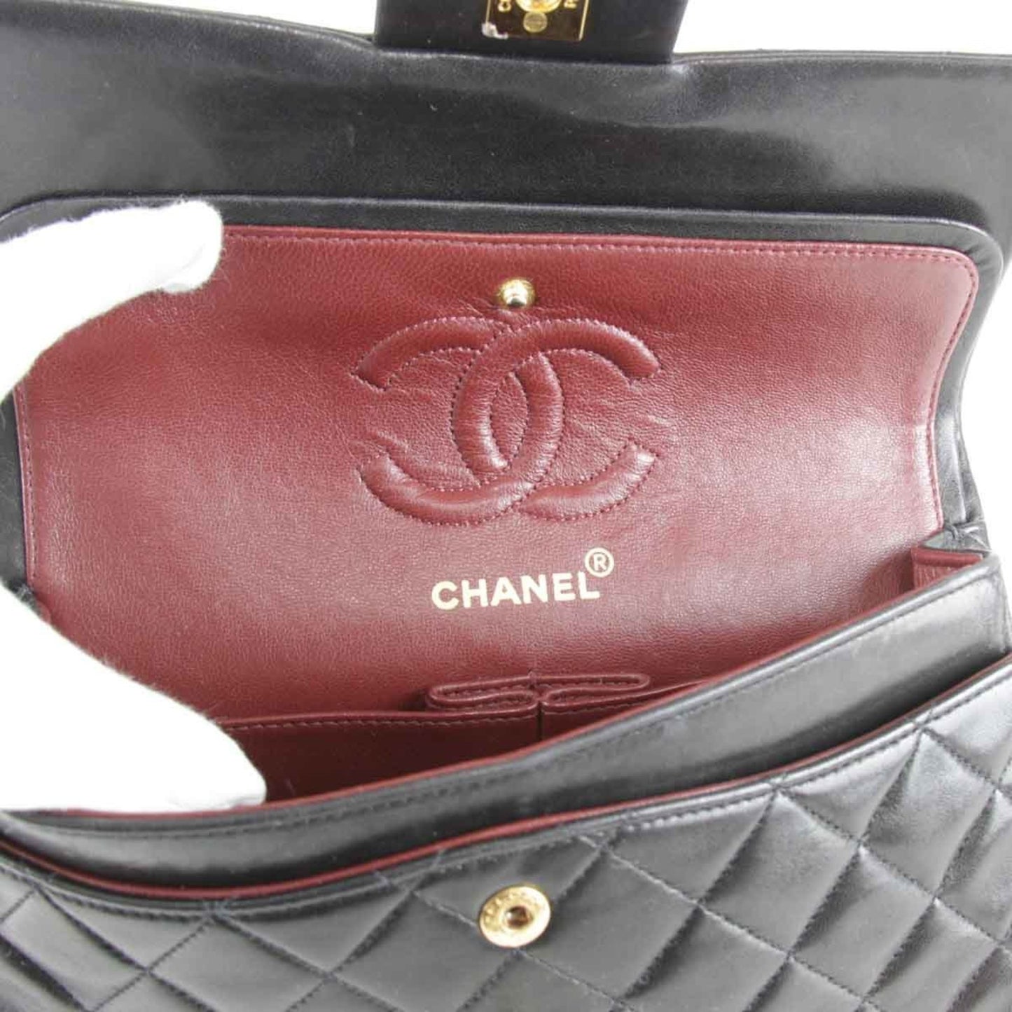 Chanel Double flap Black Leather Shoulder Bag