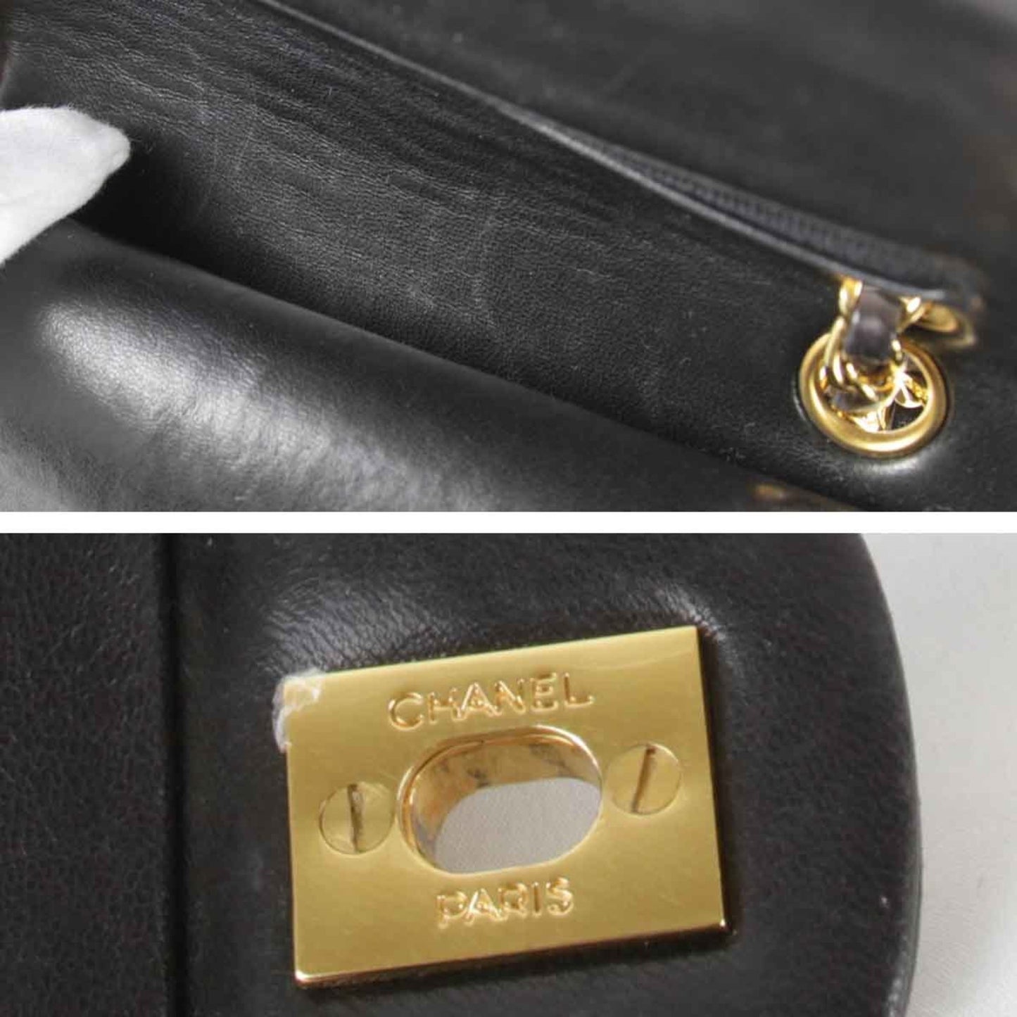 Chanel Double flap Black Leather Shoulder Bag