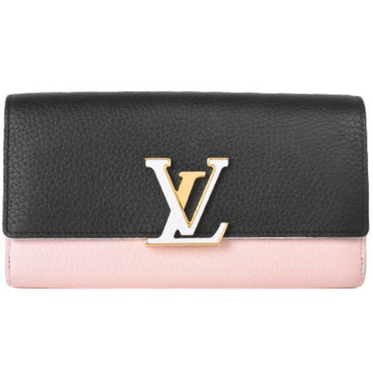 Louis Vuitton Capucines Black Leather Wallet Accessories