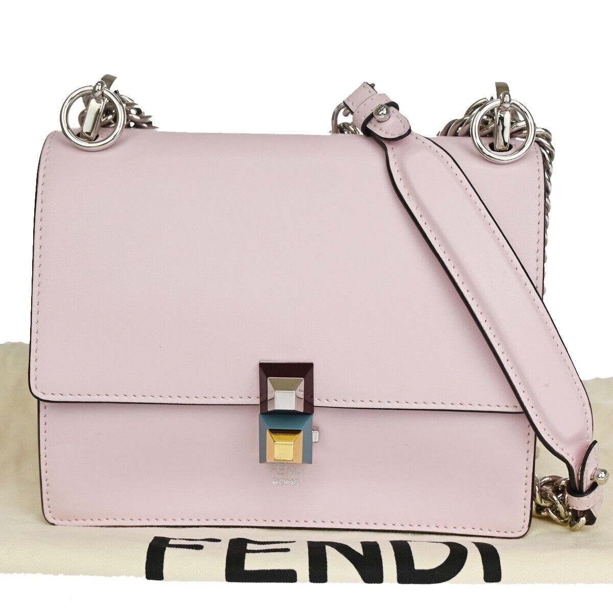 Fendi Kan I Pink Leather Shoulder Bag