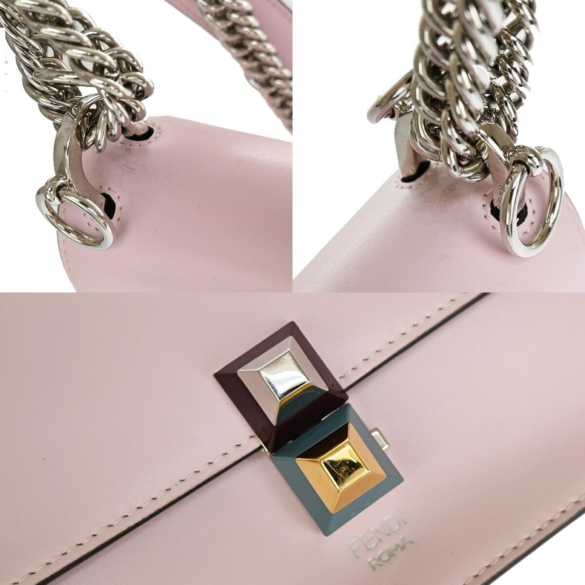 Fendi Kan I Pink Leather Shoulder Bag